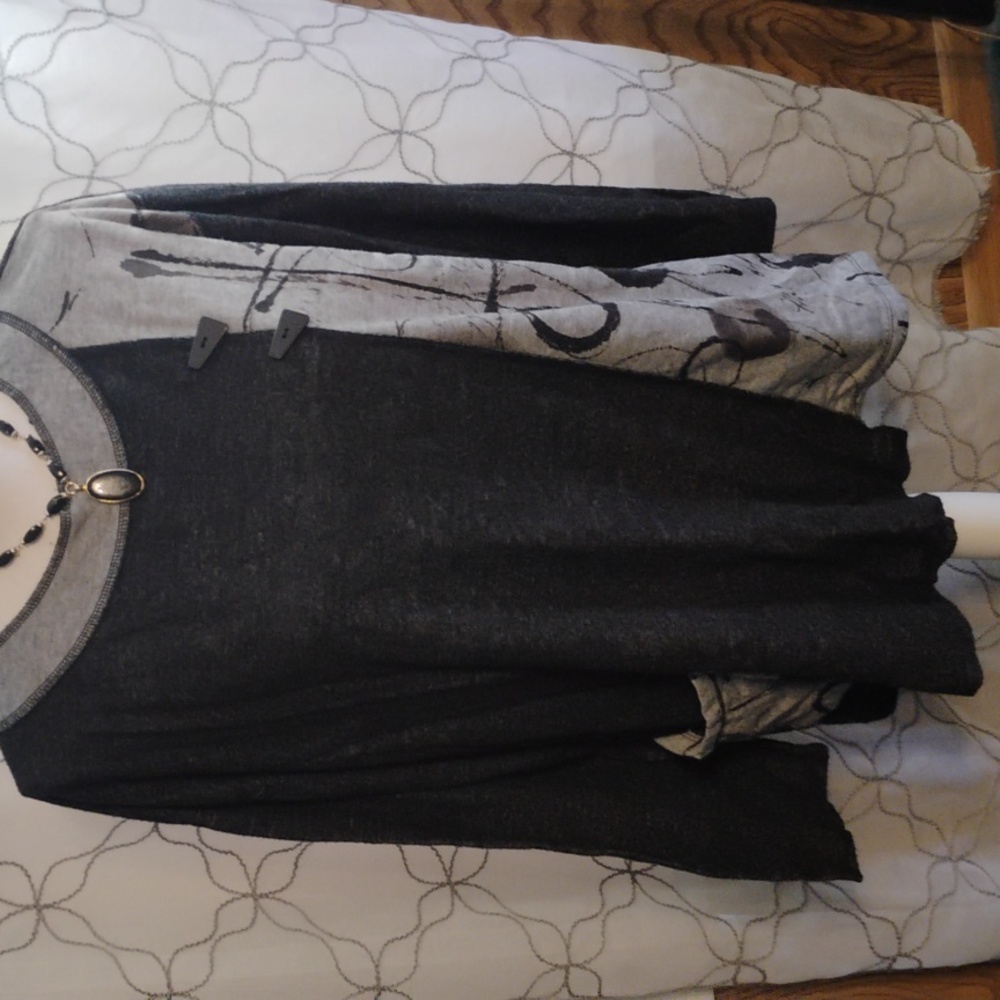 Talbots Charcoal and Light Gray Women's Blouse